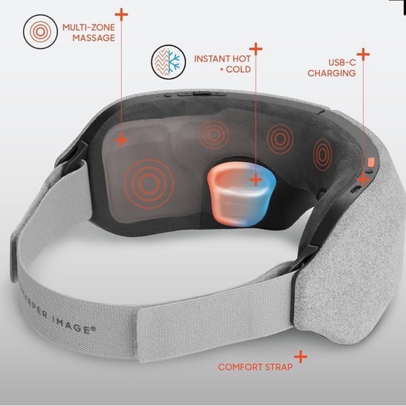 NIB Sharper Image RealTouch Eye Mask, Hot + Cold Massager, Bluetooth - Picture 5 of 12